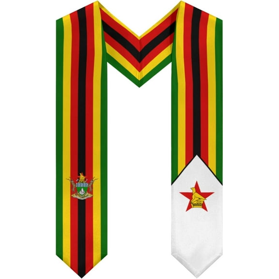 DABOYOZHZH Zimbabwe Emblem Graduation Stole Shawl Sash Honor For Study Aboard International Students