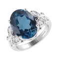 thumbnail image 2 of Sterling Silver with Natural London Blue Topaz and White Topaz Solitaire Ring, 2 of 3