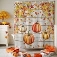 thumbnail image 3 of Shower Curtain 54"W x 78"L Fall Thanksgiving Orange Pumpkins Wood Grain Fabric Shower Curtains Set with Hooks Water Repellent Bathroom Curtains Machine Washable Bathroom Accessories, 3 of 6