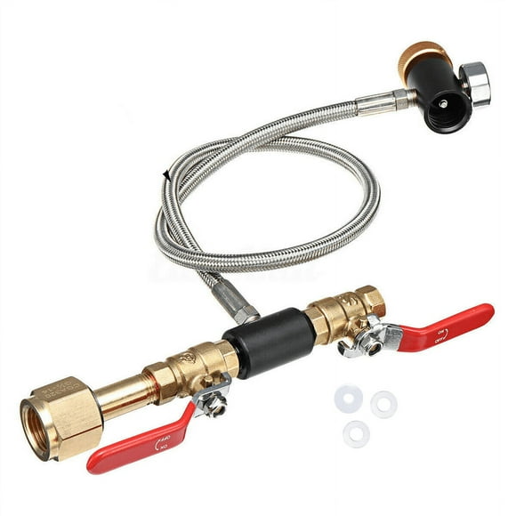 G1/2 CO2 Cylinder Refill Adapter Hose, CO2 Refill Station Connector Kit for Filling Soda Maker for Tank,1 x CO2 Refill Adapter with Hose 3 x fittings,Silver&gold