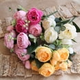 thumbnail image 6 of ZOELNIC 3PACK Artificial Flowers Silk Peony Rose Real Touch Fake Flowers Single Stem with 5 Heads Vintage Bouquet for Home Wedding Party Decoration Orange, 6 of 8