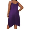 thumbnail image 4 of UPPADA Plus Size Summer Dress for Women Soft Spaghetti Strap Sleeveless Sundress Summer Midi Dress Hawaiian Bohemian Beach Cover up Dress Solid Casual Dress Purple,XL, 4 of 7