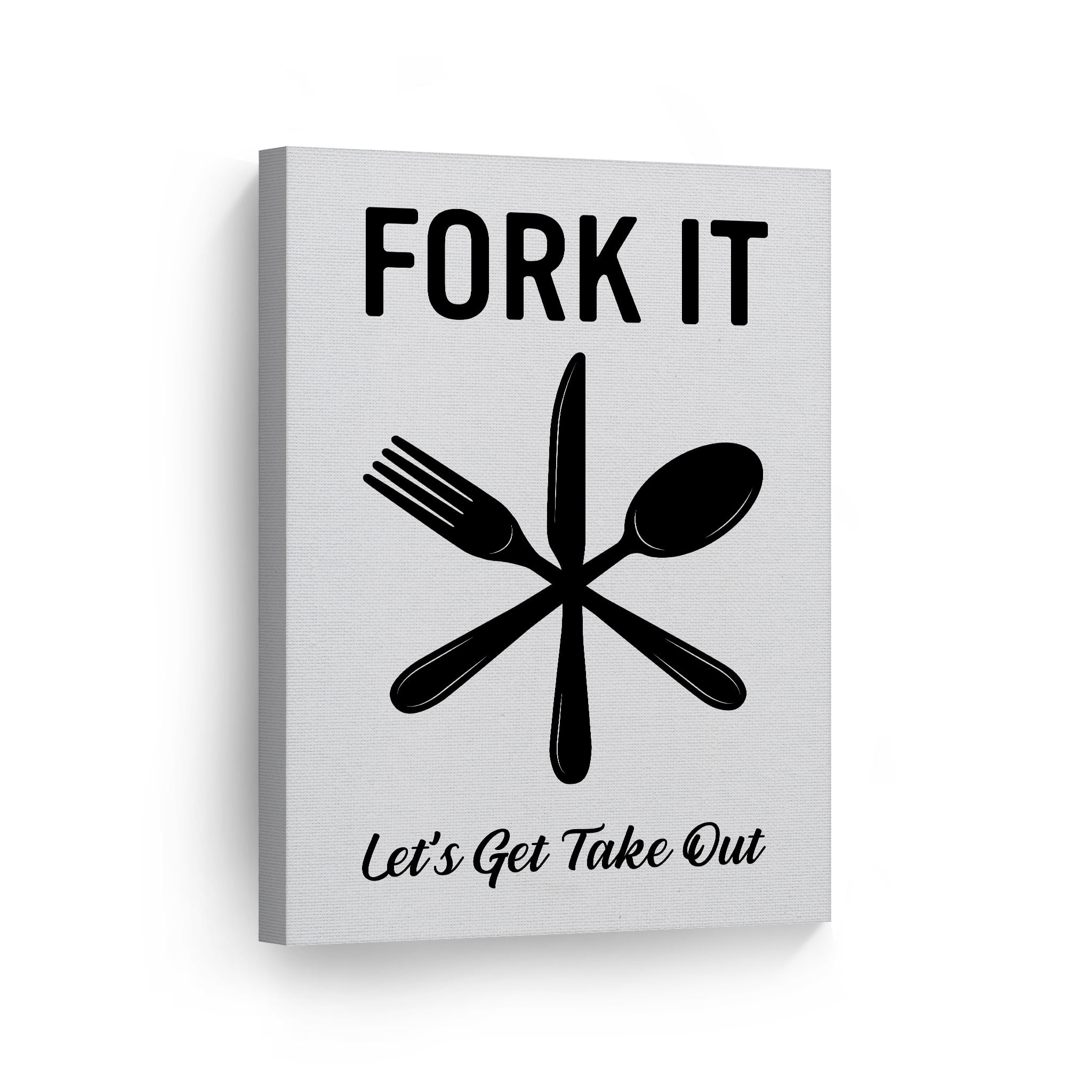 Smile Art Design Fork It Let's Get Take Out Quote Kitchen Canvas Wall