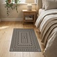thumbnail image 3 of ODIKA 2'x3' Taupe And Charcoal Geometric Elegance Washable Accent Rug Intricate Vintage-Inspired Pattern Design for Bedroom, Nursery, RV, Pet Friendly, Bedside Mat, 3 of 7