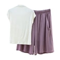 thumbnail image 2 of NominalSnug Womens Pajama Set 2 Piece Soft Lounge Set with Pockets Short Sleeve Top and Shorts Sleepwear, 2 of 6