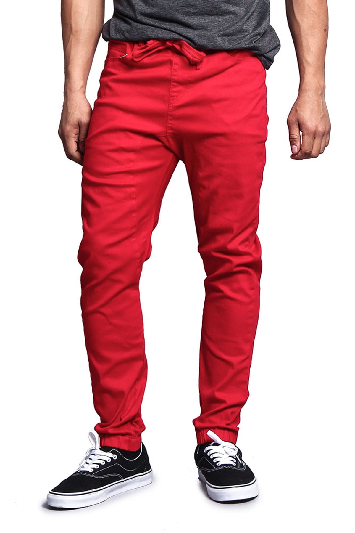 G-Style USA - Victorious Men's Drop Crotch Jogger Twill Pants - Red ...