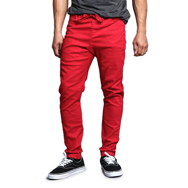 G-Style USA - Victorious Men's Drop Crotch Jogger Twill Pants - Red ...