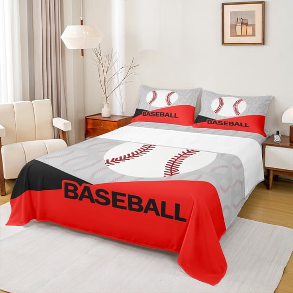 Feelyou Cartoon Baseball Sports Full Size Sheets, Est Softball Sleep Repeat Bed Sheets, Teens Kids Girls Teens Sheet Sets, Ultra Soft Bedroom Decor, 4pcs
