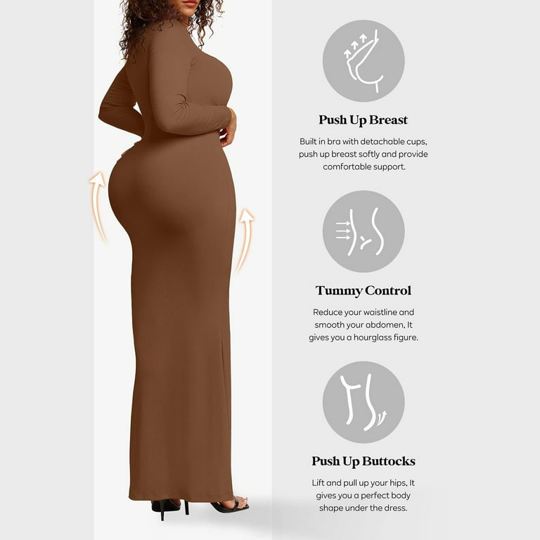 Womens plus Size Holiday Dresses Women's Solid Color Body Shaping