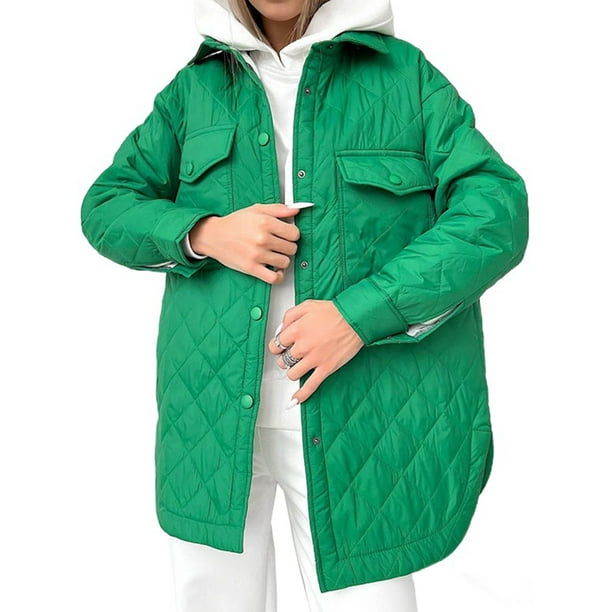 Txlixc Chaqueta acolchada para mujeres con cinturón ligero, cómodo, cálido, de manga larga de una sola fila Txlixc moda