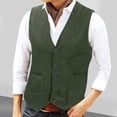 thumbnail image 2 of BiZtdJrK Slim Fit Suit Vest Men Corduroy V Neck Button Down Fashion Outerwear Vests Business Casual Sleeveless Jackets with Pockets Army Green XXXL, 2 of 7