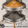 thumbnail image 5 of Triangle Suction Cup Shower Caddy, No-Drill Corner Bathroom Organizer with Hooks, 2-Tier Rust-Resistant Heavy Duty Shelf for Smooth Surfaces, 5 of 10