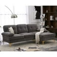 thumbnail image 4 of 85" Sectional Sofa, Modern L-Shape Modular Sectional Sofa, Three-Seat Sleeper Couch with Chenille Fabric and Metal Feet for Living Room, Apartment, Office, Dark Gray, 4 of 7