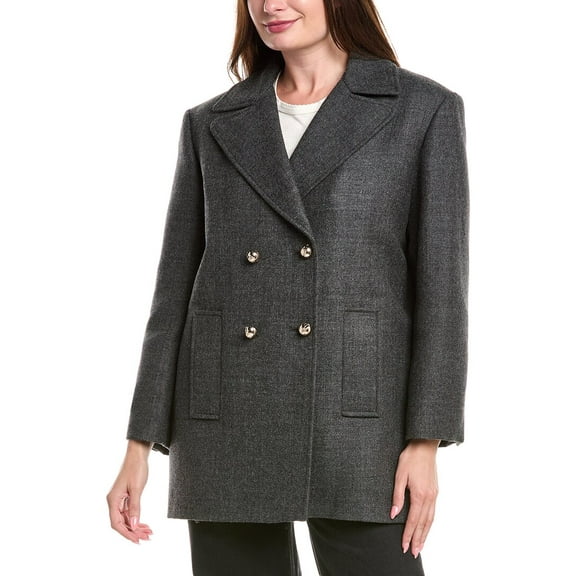 Sandro womens Wool Coat, 38, Grey