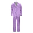 thumbnail image 2 of Fgnfyis Family Matching Outfits Silk Satin Solid Long Sleeve Button Down Soft Cozy 2 Piece Pajamas Set Sleepwear Loungewear, 2 of 8