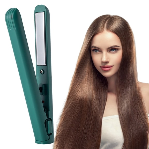 Usb Mini Hair Straightener / Curler - Green - Home Curling Cozy Home Mini Purpose Curling Mini Curling for Short Hair Cordless Rechargeable Curling Travel Size for Women Men, 1 Min Makeup Organizers