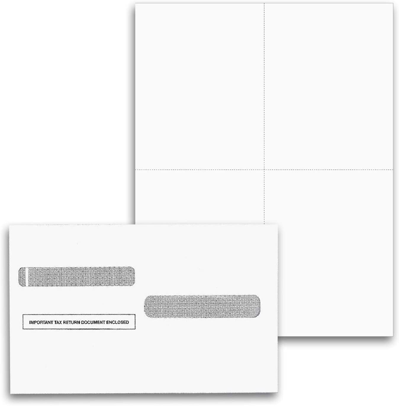 W-2 and 1099-R Forms Blank Paper 4-Up Version NO Instructions on Back for Laser and Ink Jet Printer 1 Pack of 100 Sheets 