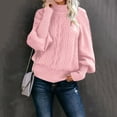 thumbnail image 2 of UJNDER Mid Neck Sweater for Women Loose Long Sleeve Knit Solid Color Pullover Top Pink XL, 2 of 6