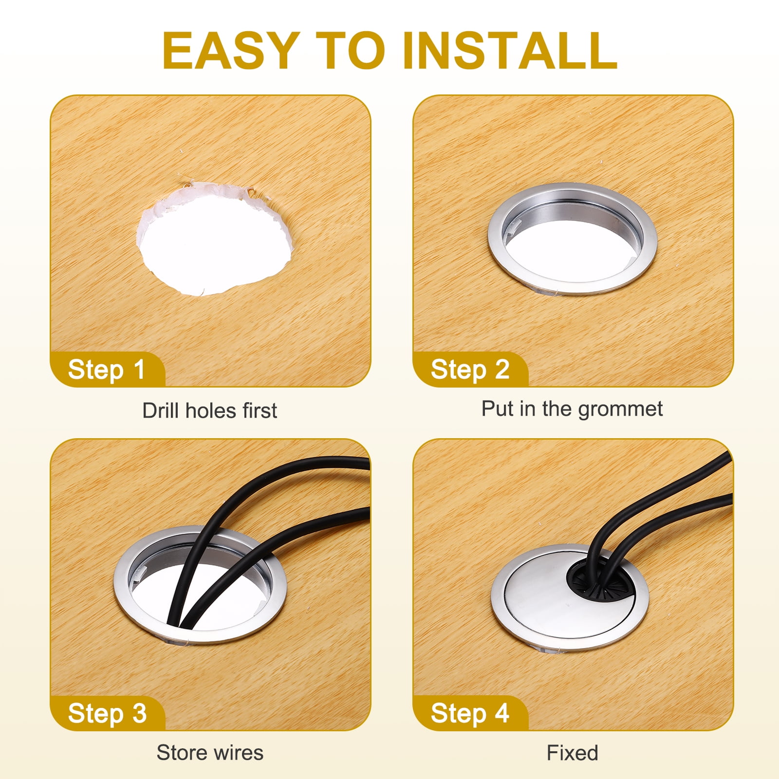 5 Pcs Desk Grommet 1.97Inch,Zinc Alloy Round Desk Hole Cover,50mm,Brushed Nickel