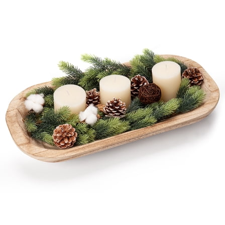 Acaoa Wood Dough Bowl, Hand Carved Wooden Decorative Bow, Table Centerpiece Dining Living Room Home Kitchen Decor Halloween Christmas Decor