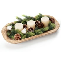 Acaoa Wood Dough Bowl, Hand Carved Wooden Decorative Bow, Table Centerpiece Dining Living Room Home Kitchen Decor Halloween Christmas Decor