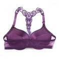 thumbnail image 3 of Wuffmeow Womens Sexy Front Closure Lace Racer Back Push Up Seamless Bra Racerback Bra, 3 of 6