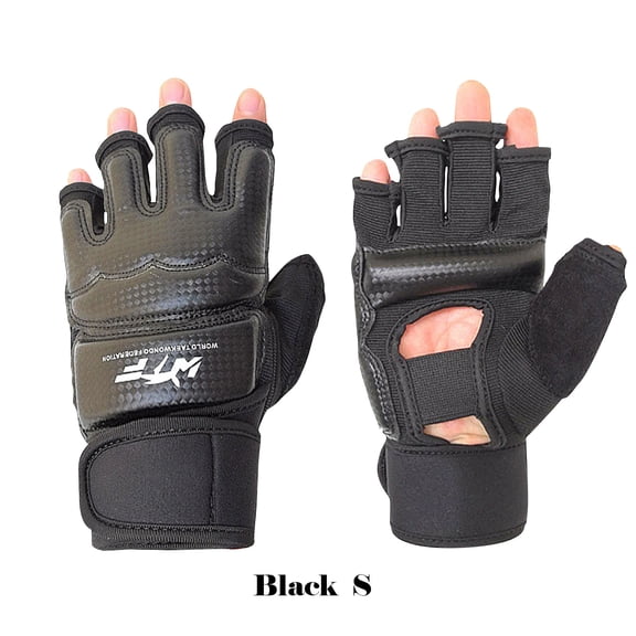 Qonioi Taekwondo Sparring Gloves, Leather Punching Bag Training Gloves, Breathable Half Finger Hand Wraps for Boxing MMA Kickboxing Martial Arts
