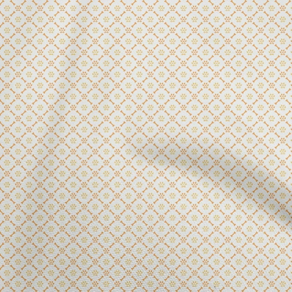 oneOone Viscose Chiffon Orange Fabric Bone & Paw Craft Projects Decor Fabric Printed By The Yard 42 Inch Wide