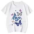 thumbnail image 3 of WOYY Little Girls Butterfly Print Short Sleeve T-Shirt Summer Casual T Shirt, Sizes 3-13, 3 of 3