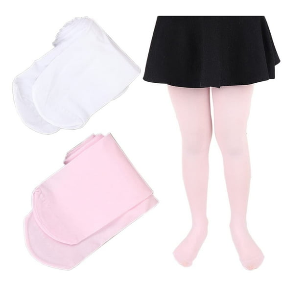 2 Pairs Girls Ballet Dance Footed Tight Ultra Soft School Students Tights (Toddler/Little Kid/Big Kid)