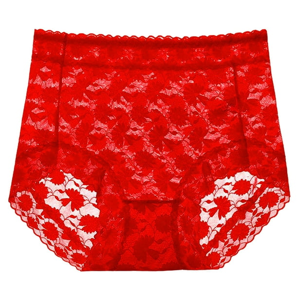 Gibobby Ropa interior mujer algodon Ropa interior Sexy cintura alta a la moda para mujer bragas caladas calidad encaje ropa interior algodon transpirable Sexy transparente Rojo XXL Walmart en linea