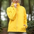 thumbnail image 2 of Arlun Oversized Zip up Rain Jackets for Women Lightweight Waterproof Windbreaker Hooded Raincoat 2025 Fashion Solid Color Packable Rain Outwear with Pockets Yellow XS, 2 of 4