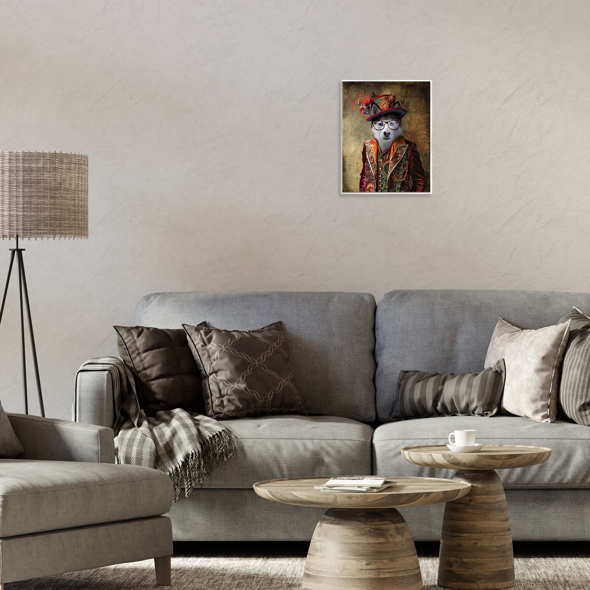 Stupell Industries Husky Dog Eclectic Suit Animals & Insects Painting Unframed Art Print Wall Art, 11 x 14