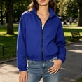 thumbnail image 5 of Admvng Women's Stand Collar Full Zip Cropped Windbreaker Jacket Pocket Lightweight Casual Outerwear, 5 of 9