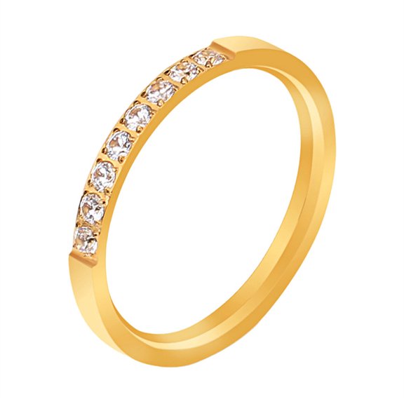 PAURO Gemstone Rings for Women Stainless Steel Stacking Cubic Zirconia Small 5 Size 4 Silver Gold Plated Personalized Statement Dainty Simple Cool CZ Jewelry Gold Size 5