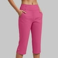 thumbnail image 2 of YDFCWXW Womens Yoga Capri Pants High Waist Wide Leg Capri Leggings Pull On Stretch Casual Capris with Pockets Hot Pink, XL, 2 of 6