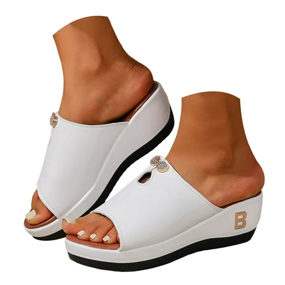 IUJSOY Womens Sandals Peep Toe Fashion Wedges Heels Platform Slip on Shoes Casual Summer Dress Shoes
