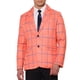 thumbnail image 1 of Blazers de cuadros INSPIRE CHIC para hombres con solapa de muesca de color contrastante, abrigo deportivo de dos botones en naranja y rojo, 1 of 5