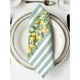 thumbnail image 2 of nqOlkjepod Aqua Stripes Lemon Cloth Napkins Set of 4 Reusable Dinner Napkins, Spring Botanical Plant Vertical Line Cocktail Napkin Washable Table Napkins for Wedding/Party/Baby Shower 20"x20", 2 of 8