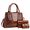 Brown, variant on Fashion Crocodile - Patterned Women's Bag Set - 3 - Piece Stylish Tote (Gold)