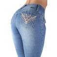 thumbnail image 2 of Fashion2Love Womens Juniors Colombian Design Butt Lift Mid Waist Boot Leg Jeans, 2 of 11