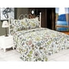 "All for You 3pc Reversible Quilt Set, Bedspread, and Coverlet with Flower Prints-4 different sizes-Flower Prints ( full/queen 86""x 86"" with standard pillow shams)"