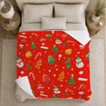 thumbnail image 5 of Cheerful Christmas Snowman Tree Icons Festive Holiday Red, Festive Holiday Scene, Warm Flannel Blanket for Living Room and Reading Nook, Art Lovers Christmas Gift, Festive Home Decor, 5 of 9