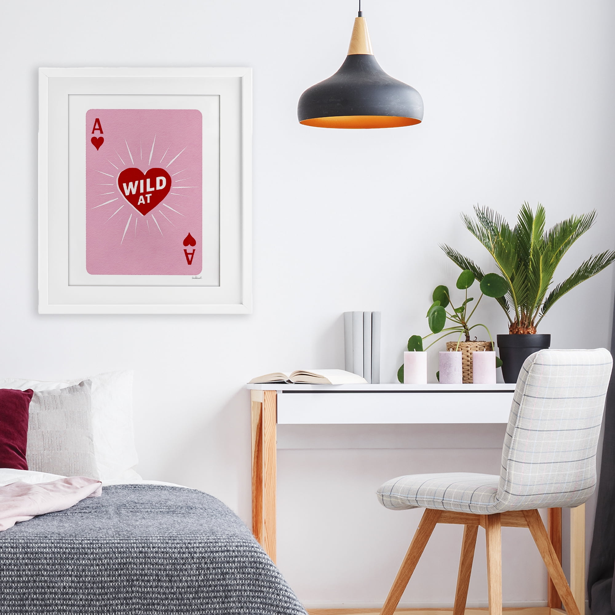 Wild At Heart Card White Framed Print Under Glass, design by Amanda Greenwood