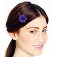 thumbnail image 5 of Vibrant Violet Purple Genuine Leather Flower Blossom Barrette Hair Clip, 5 of 5