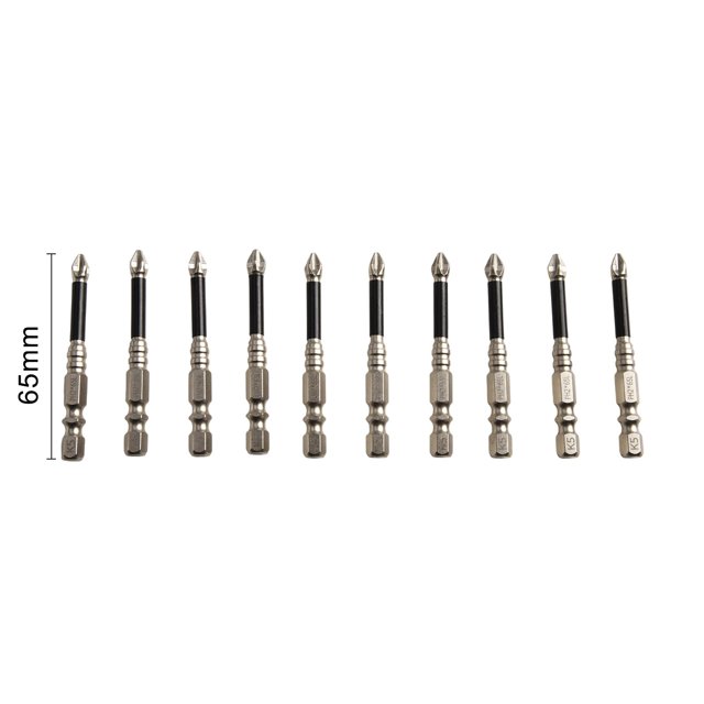 10Pcs Cross Magnetic Screwdriver Bit Alloy Steel Anti-Slip Long Drill Bits Ph2