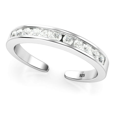 Sterling Silver Turquoise Toe Ring - Sterling Silver Cubic Zirconia Adjustable Toe Band Ring
