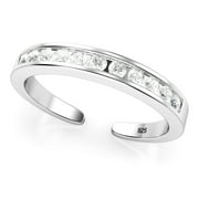 Sterling Silver Cubic Zirconia Adjustable Toe Band Ring