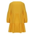thumbnail image 5 of Dyegold Shift Dress For Women Long Sleeve Ruffle Hem Tunic Dresses 2023 Fall Casual Loose V Neck Short Mini Swing Dresses, 5 of 6