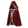 thumbnail image 2 of THDHVS shawl wraps for women,Poncho Shawl,Unisex Christmas Cape with Lace Trim Velvet Fabric and Attached Hood for All Ages Short Cloak Features Ruffle Detail for Holiday Celebrations, 2 of 5